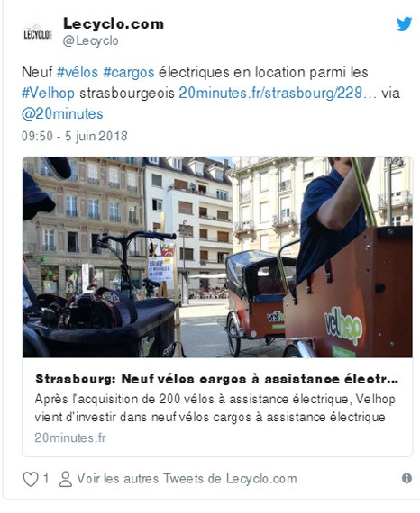 Velhop Strasbourg - location cargo électrique