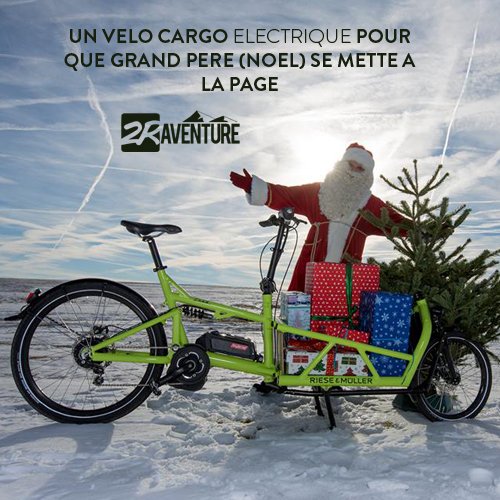 Idée de cadeau de noël pour mon grand pere noël : un vélo cargo électrique pour qu'il se mette à la page